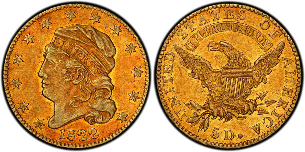 1822 Capped Head Left Half Eagle