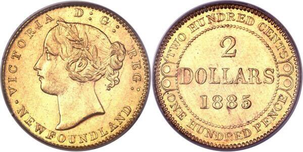 1865 Victoria Gold Specimen $2 Coin