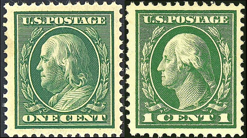 1c Benjamin Franklin Vertical Pair