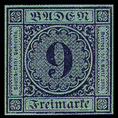 Baden 9 Kreuzer Error (1851)